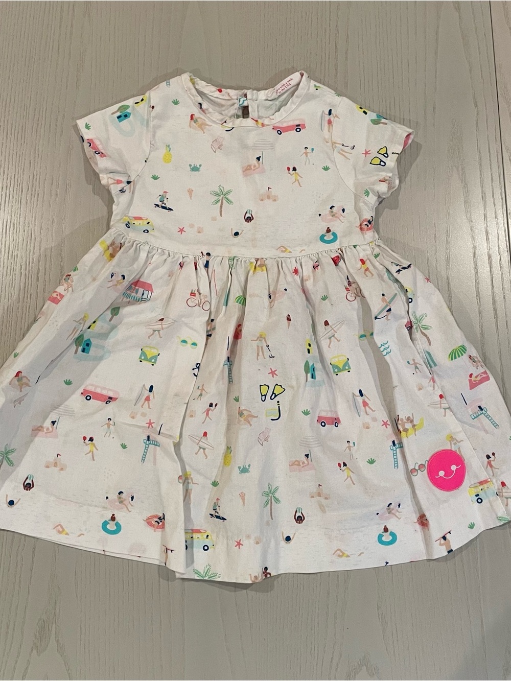Smiling Button Beach Summer Vacation Dress - Size 3